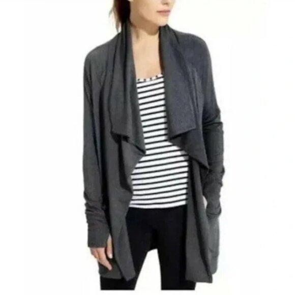 Athleta Studio Wrap longline sweater cardigan gray S - Picture 1 of 9